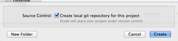 Xcode creating local git repository