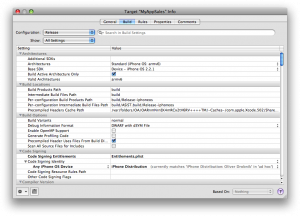 Build Settings with Entitlement
