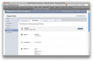 Checking a profile on Dev Program Portal
